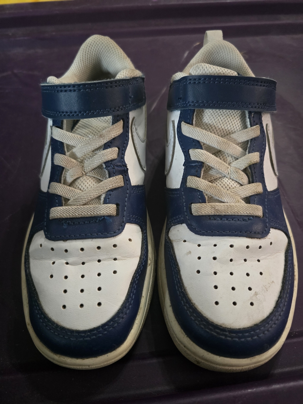 Nike Kids White and Navy Velcro-Lace Sneakers